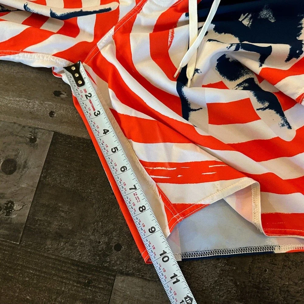 RVCA ANP Board Shorts Mens Size 33 Peace Red White Artist PMTENORE Swim Trunks‎